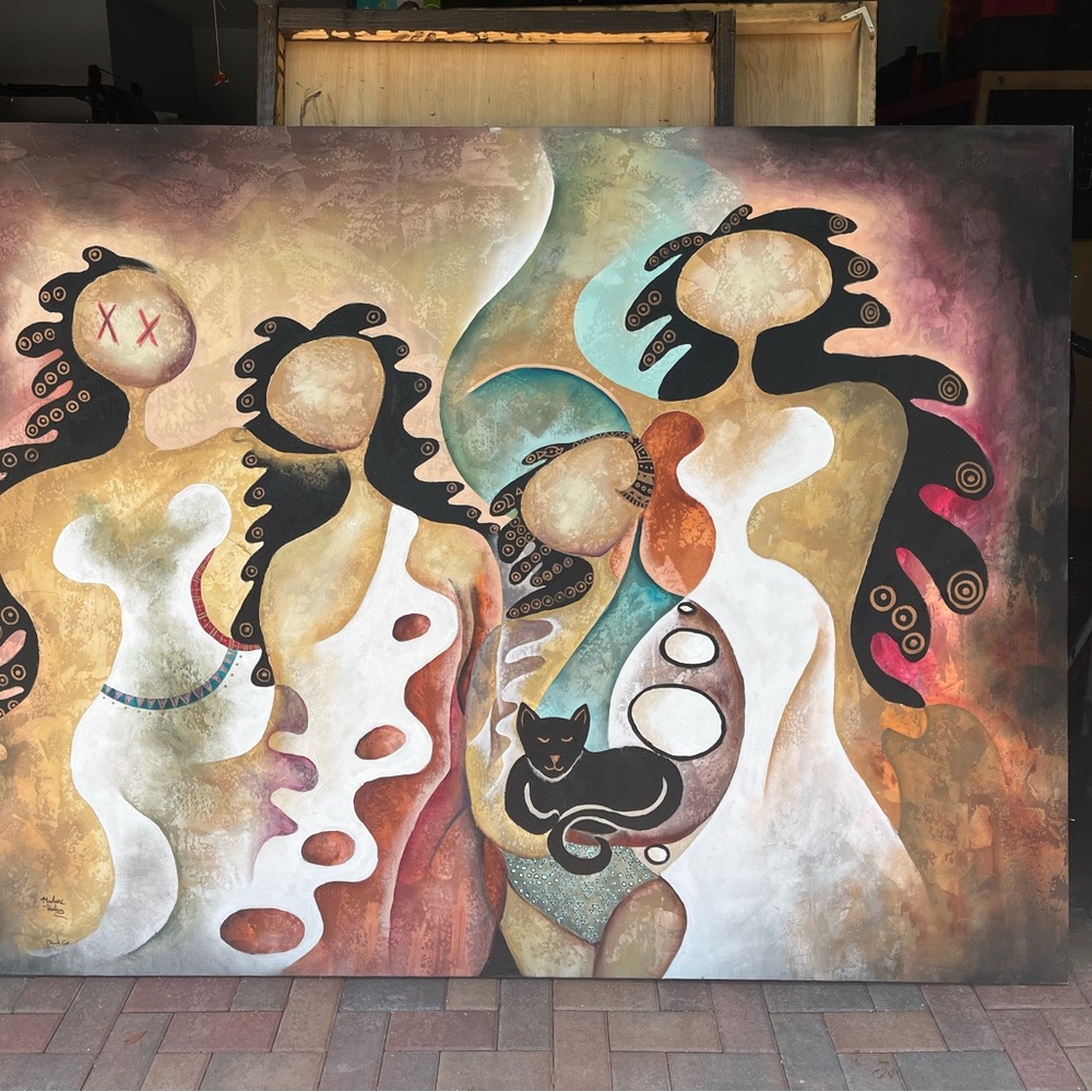 Abstract Art Canvas with Black and Gold Accents